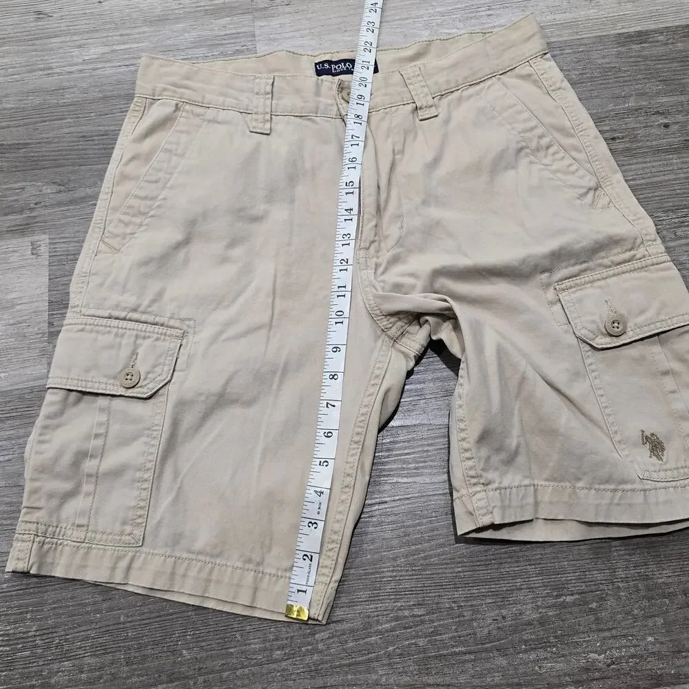 US Polo Assn. Tan Cargo Shorts Men Size 32 100% Cotton Dress Short Slacks